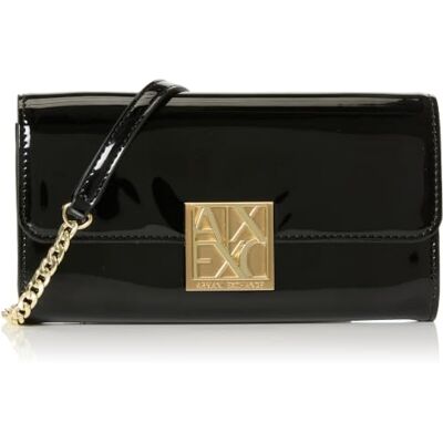 Giorgio Armani Amy, Wallet On Chain, Gold Logo Plate, Cartera en Cadena Mujer'S, Negro, Talla única Giorgio Armani Amy, Wallet On Chain, Gold Logo Plate, Cartera en Cadena Mujer'S, Negro, Talla única