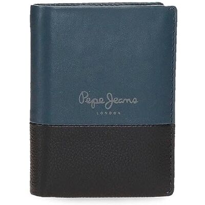 Pepe Jeans Dual Cartera Vertical con Monedero Azul 8,5x10,5x1 cms Piel Pepe Jeans Dual Cartera Vertical con Monedero Azul 8,5x10,5x1 cms Piel