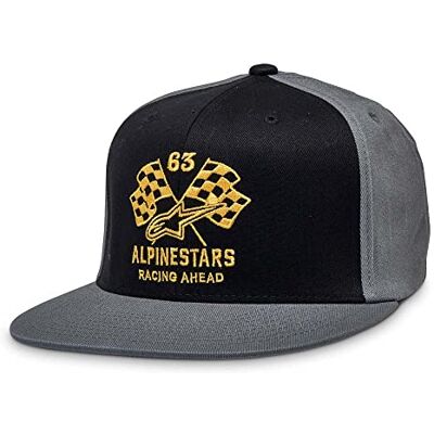 Alpinestars , Double Check Flatbill Hat, Gorra De Beisbol, Negro/Carbón/Amarillo, S/M, Hombre Alpinestars , Double Check Flatbill Hat, Gorra De Beisbol, Negro/Carbón/Amarillo, S/M, Hombre