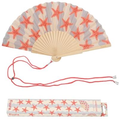 Fisura – Abanico original con estampado de estrellas de mar. Abanico de madera moderno y colorido. Ventilador de mano azul y rosa. Colgador incluido. Idea de regalo divertido. 42,5 x 23 cm Fisura – Abanico original con estampado de estrellas de mar. Abanico de madera moderno y colorido. Ventilador de mano azul y rosa. Colgador incluido. Idea de regalo divertido. 42,5 x 23 cm