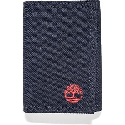 Timberland Billetera de nylon triple para hombre, Azul marino/flor y brillo, talla única Timberland Billetera de nylon triple para hombre, Azul marino/flor y brillo, talla única