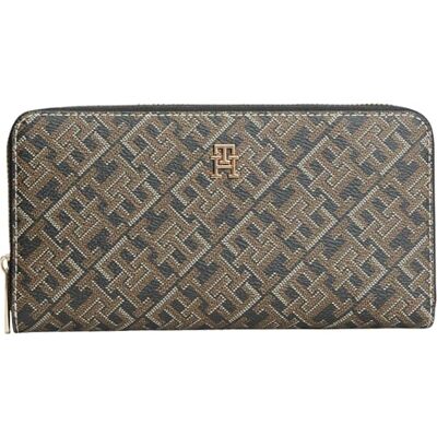 Tommy Hilfiger Women TH Icon Lrg Za Mono Print AW0AW18996 Cartera con Cremallera Alrededor, Color Negro (Mezcla Negra), Talla única Tommy Hilfiger Women TH Icon Lrg Za Mono Print AW0AW18996 Cartera con Cremallera Alrededor, Color Negro (Mezcla Negra), Talla única