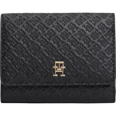 Tommy Hilfiger TH Icon Trifold Mono AW0AW18484 Cartera Triple para Mujer, Color Negro (Negro), Talla única Tommy Hilfiger TH Icon Trifold Mono AW0AW18484 Cartera Triple para Mujer, Color Negro (Negro), Talla única