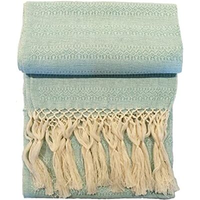 ALKIMIA INC Chal rebozo de algodón mexicano hecho a mano, turquesa, L ALKIMIA INC Chal rebozo de algodón mexicano hecho a mano, turquesa, L
