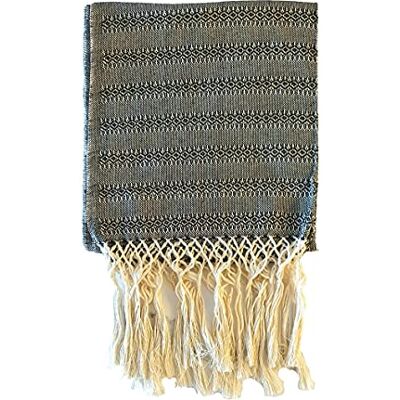 ALKIMIA INC Chal mexicano de algodón hecho a mano, Negro, Large ALKIMIA INC Chal mexicano de algodón hecho a mano, Negro, Large