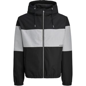 JACK & JONES Chaqueta de Hombre, Black/Detail:Light Grey Melange Blocking, M JACK & JONES Chaqueta de Hombre, Black/Detail:Light Grey Melange Blocking, M