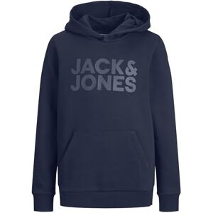 JACK & JONES Sudadera con Capucha Logo Jersey básico, con Bolsillo Canguro JJECORP, Color:Azul-3, Talla:164 JACK & JONES Sudadera con Capucha Logo Jersey básico, con Bolsillo Canguro JJECORP, Color:Azul-3, Talla:164