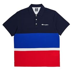 Champion Legacy Retro Sport Polo-Color Block S/S Camisa, Azul Marino/Azul Eléctrico/Rojo, M Hombres Champion Legacy Retro Sport Polo-Color Block S/S Camisa, Azul Marino/Azul Eléctrico/Rojo, M Hombres