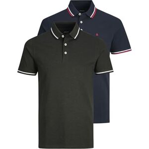 JACK & JONES Jjepaulos Polo Ss 2pk Mp Polo, Hombre, Armada Blazer/Forest Night, XXL JACK & JONES Jjepaulos Polo Ss 2pk Mp Polo, Hombre, Armada Blazer/Forest Night, XXL
