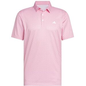 Adidas Hombre Mens Core Allover Print Polo Shirt, Pure Ruby/White, XS Adidas Hombre Mens Core Allover Print Polo Shirt, Pure Ruby/White, XS
