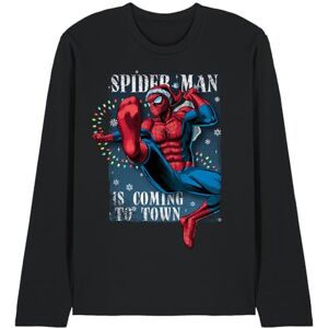 Marvel Camiseta Unisex de Manga Larga Unisex de Spiderman is Coming to Town, Color Negro, Negro, L Marvel Camiseta Unisex de Manga Larga Unisex de Spiderman is Coming to Town, Color Negro, Negro, L