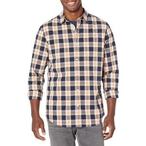Amazon Essentials Camisa de Popelina Elástica de Corte Ajustado y Manga Larga Hombre, Azul Marino Melocotón Cuadros Escoceses, XXL Amazon Essentials Camisa de Popelina Elástica de Corte Ajustado y Manga Larga Hombre, Azul Marino Melocotón Cuadros Escoceses, XXL