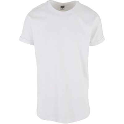Urban Classics Camiseta básica de manga corta holgada, cuello redondo, de algodón, extra larga, con doblez en las mangas, de hombre, moderna, color blanco , talla XXL Urban Classics Camiseta básica de manga corta holgada, cuello redondo, de algodón, extra larga, con doblez en las mangas, de hombre, moderna, color blanco , talla XXL