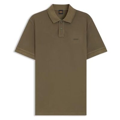 Boss Polo de piqué de algodón para hombre con logotipo impreso, Verde abierto 342, M Boss Polo de piqué de algodón para hombre con logotipo impreso, Verde abierto 342, M