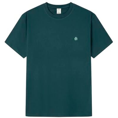 SPRINGFIELD Camiseta Básica SS con Bordado De Árboles, Verde, S SPRINGFIELD Camiseta Básica SS con Bordado De Árboles, Verde, S