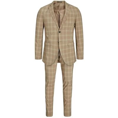 JACK & JONES Jprfranco Traje Sn, Roble petrificado/Cuadros: Super Slim Fit, 50 para Hombre JACK & JONES Jprfranco Traje Sn, Roble petrificado/Cuadros: Super Slim Fit, 50 para Hombre