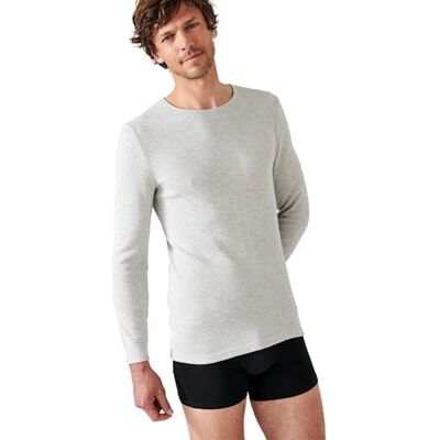 Damart Camiseta Thermolactyl Cuello Redondo, canalé Polar, Manga Larga Gris Jaspeado XXL Damart Camiseta Thermolactyl Cuello Redondo, canalé Polar, Manga Larga Gris Jaspeado XXL