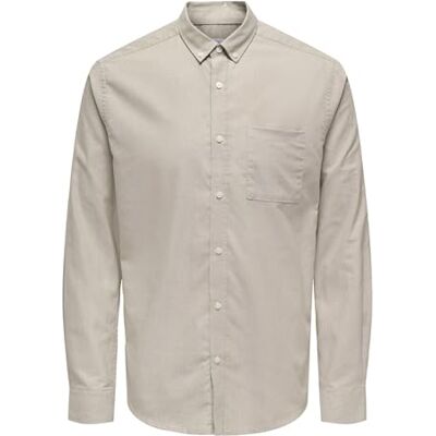 Only & Sons Only&Sons Camisa de Manga Larga Oxford para Hombre, Corte Ajustado, Elegante, cómoda Camisa para Hombre, Beige, L Only & Sons Only&Sons Camisa de Manga Larga Oxford para Hombre, Corte Ajustado, Elegante, cómoda Camisa para Hombre, Beige, L