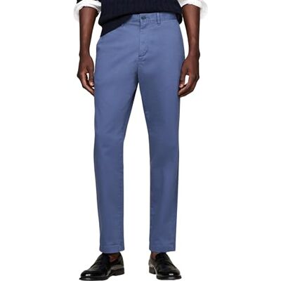 Tommy Hilfiger Pantalón Chino Hombre Tapered Fit, Azul (Aegean Sea), 33W/36L Tommy Hilfiger Pantalón Chino Hombre Tapered Fit, Azul (Aegean Sea), 33W/36L