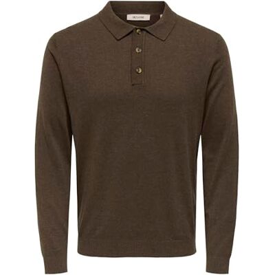 Only & Sons Onsloui Reg 12 LS Mel Polo Knit, marrón (Coffee Bean), XXL Only & Sons Onsloui Reg 12 LS Mel Polo Knit, marrón (Coffee Bean), XXL