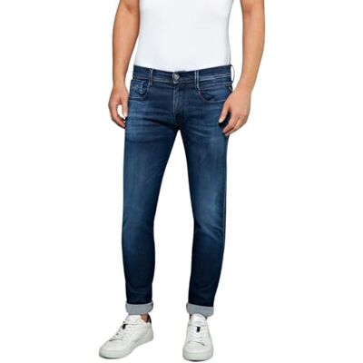 Replay Anbass Slim-Fit Hyperflex Jeans con elástico para Hombre, Azul (Dark Blue 007), W32 x L34 Replay Anbass Slim-Fit Hyperflex Jeans con elástico para Hombre, Azul (Dark Blue 007), W32 x L34