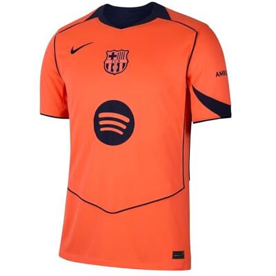 Nike Camiseta FCB Dri-FIT para Hombre, SS Stadium 3rd, Color Mango Brillante/Azul Marino Medianoche, Talla XXL Nike Camiseta FCB Dri-FIT para Hombre, SS Stadium 3rd, Color Mango Brillante/Azul Marino Medianoche, Talla XXL