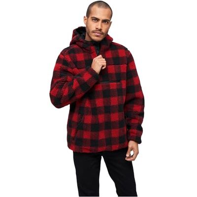 Brandit Teddyfleece Worker Pullover, Color: red/black, Size: XXL Brandit Teddyfleece Worker Pullover, Color: red/black, Size: XXL