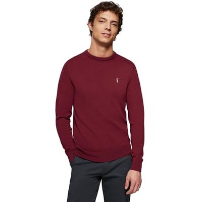 Polo Club Jersey Básico de Punto con Cuello Redondo Hombre Suéter 100% Algodón con Logo Bordado Polo Club Jersey Básico de Punto con Cuello Redondo Hombre Suéter 100% Algodón con Logo Bordado