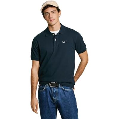Pepe Jeans Polo Essential con Logotipo en Contraste para Hombre, Azul (Azul Dulwich), XS Pepe Jeans Polo Essential con Logotipo en Contraste para Hombre, Azul (Azul Dulwich), XS
