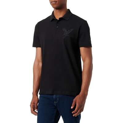 Giorgio Armani Polo AX Eagle Logo Regular Fit Piquet para Hombre, Negro, S Giorgio Armani Polo AX Eagle Logo Regular Fit Piquet para Hombre, Negro, S