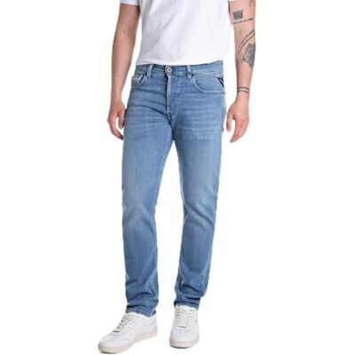 Replay Pantalones Vaqueros Grover Touch para Hombre, 009 Azul Medio., 32W / 32L Replay Pantalones Vaqueros Grover Touch para Hombre, 009 Azul Medio., 32W / 32L