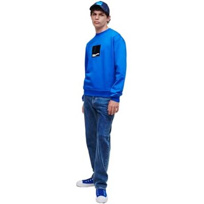 KARL LAGERFELD JEANS , Hombre, Sudadera Con Logo En Cuadro, Ajuste Regular, Azul KLJ, L KARL LAGERFELD JEANS , Hombre, Sudadera Con Logo En Cuadro, Ajuste Regular, Azul KLJ, L