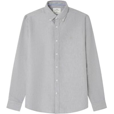 SPRINGFIELD Camisa Oxford Tencel Melange con Melocotón, Gris, S SPRINGFIELD Camisa Oxford Tencel Melange con Melocotón, Gris, S