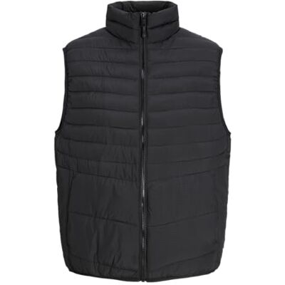 JACK&JONES PLUS Jjestate Packable Puffer Bw Collar Pls Chaleco acolchado para hombre, Negro, XXXXL JACK&JONES PLUS Jjestate Packable Puffer Bw Collar Pls Chaleco acolchado para hombre, Negro, XXXXL