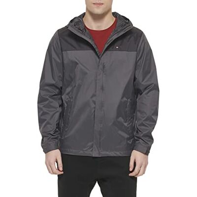 Tommy Hilfiger Chaqueta impermeable para hombre ر Excel Jaqueta Com Capuz Impermeável E Respirável, impermeable, transpirable, Negro, M Tommy Hilfiger Chaqueta impermeable para hombre ر Excel Jaqueta Com Capuz Impermeável E Respirável, impermeable, transpirable, Negro, M