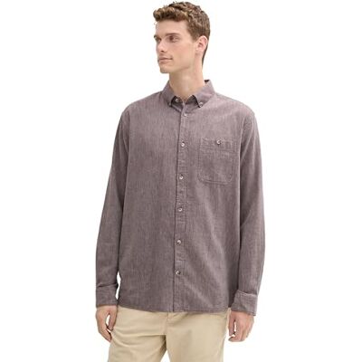 TOM TAILOR Camisa para Hombre Comfort Fit con Bolsillo en el Pecho, 36670 Gipsy Purple Minimal Structure, L TOM TAILOR Camisa para Hombre Comfort Fit con Bolsillo en el Pecho, 36670 Gipsy Purple Minimal Structure, L