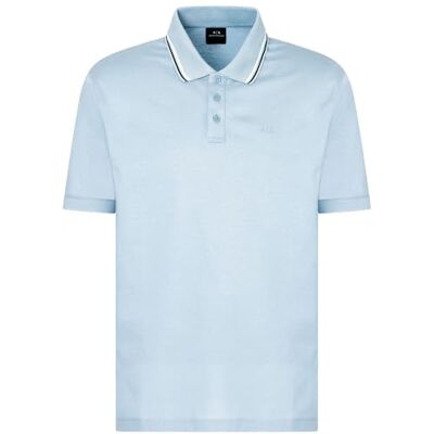 Giorgio Armani Men's Utitlity Edge, Cuello Stripes, Logotipo Bordado, Ajuste Regular, Azul, L, Ashley Blue, L Giorgio Armani Men's Utitlity Edge, Cuello Stripes, Logotipo Bordado, Ajuste Regular, Azul, L, Ashley Blue, L