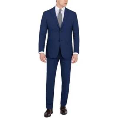 DKNY Pantalones clásicos para Hombre, Azul Cuadros, 33W / 32L DKNY Pantalones clásicos para Hombre, Azul Cuadros, 33W / 32L