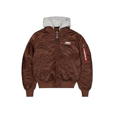 Alpha MA-1 Zip Hood Backprint Bomber Chaqueta para hombre Powder Brown M Alpha MA-1 Zip Hood Backprint Bomber Chaqueta para hombre Powder Brown M