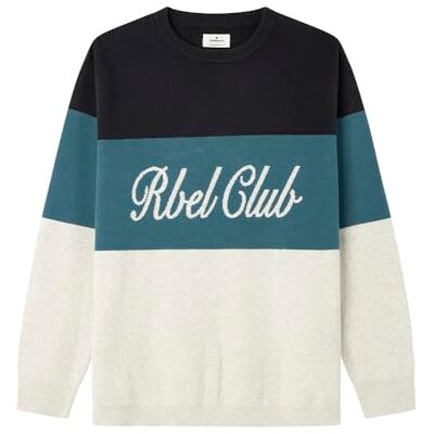 SPRINGFIELD GG12 RBEL Club Jacquard Knit Structure Block Color Pullover Jersey De Punto, Gris, L para Hombre SPRINGFIELD GG12 RBEL Club Jacquard Knit Structure Block Color Pullover Jersey De Punto, Gris, L para Hombre