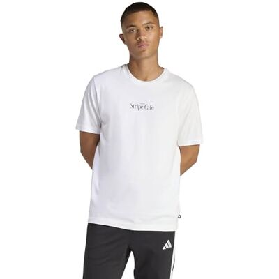 Adidas Uomo Coffee Cafe Donut Box Graphic T-Shirt, White, M Adidas Uomo Coffee Cafe Donut Box Graphic T-Shirt, White, M