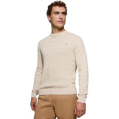 Polo Club Jersey Básico de Punto con Cuello Redondo Hombre Suéter 100% Algodón con Logo Bordado Polo Club Jersey Básico de Punto con Cuello Redondo Hombre Suéter 100% Algodón con Logo Bordado