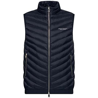 Giorgio Armani Real Down Quilted Packable Vest Chaleco, Azul Marino/Gris Marga, L para Hombre Giorgio Armani Real Down Quilted Packable Vest Chaleco, Azul Marino/Gris Marga, L para Hombre
