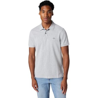 GANT Polo REG Shield SS Pique Polo para Hombre, Color Gris Jaspeado, estándar, Gris, XXXL GANT Polo REG Shield SS Pique Polo para Hombre, Color Gris Jaspeado, estándar, Gris, XXXL