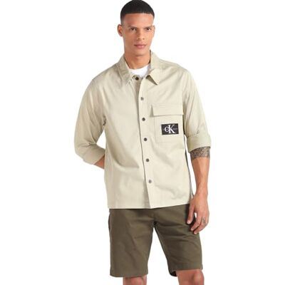 Calvin Jeans Utility Shirt J30J324610 Camisas Casuales, Beige (Plaza Taupe), S para Hombre Calvin Jeans Utility Shirt J30J324610 Camisas Casuales, Beige (Plaza Taupe), S para Hombre