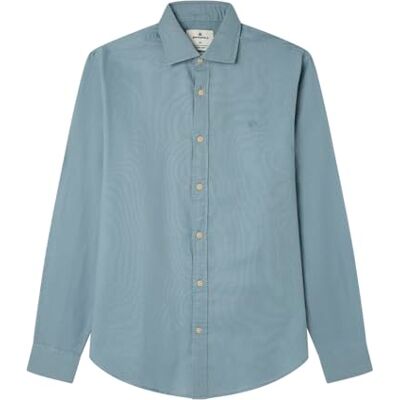 SPRINGFIELD Estructura Camisa Oxford Ligera con Bordado De Árbol Y Botones De Nácar, Azul, XL SPRINGFIELD Estructura Camisa Oxford Ligera con Bordado De Árbol Y Botones De Nácar, Azul, XL