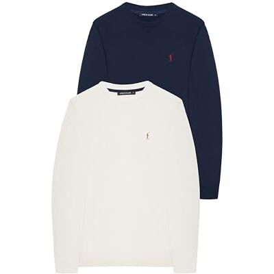 Polo Club Jersey Básico de Punto con Cuello Redondo Hombre Suéter 100% Algodón con Logo Bordado Polo Club Jersey Básico de Punto con Cuello Redondo Hombre Suéter 100% Algodón con Logo Bordado