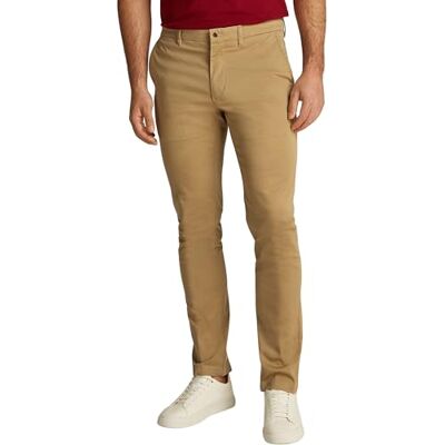Tommy Hilfiger Pantalones Chino Hombre Bleecker Printed Structure Slim Fit, Verde (Classic Khaki), 28W/29L Tommy Hilfiger Pantalones Chino Hombre Bleecker Printed Structure Slim Fit, Verde (Classic Khaki), 28W/29L