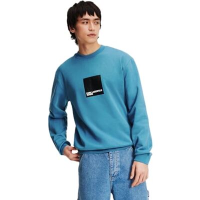 KARL LAGERFELD JEANS , Hombre, Sudadera Con Logo En Cuadro, Ajuste Regular, Hydro, L KARL LAGERFELD JEANS , Hombre, Sudadera Con Logo En Cuadro, Ajuste Regular, Hydro, L