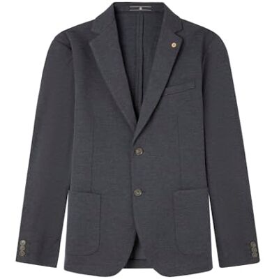 SPRINGFIELD Blazer De Piqué Jaspeado con Detalle De Alfiler Decorativo En La Solapa, Azul, L SPRINGFIELD Blazer De Piqué Jaspeado con Detalle De Alfiler Decorativo En La Solapa, Azul, L